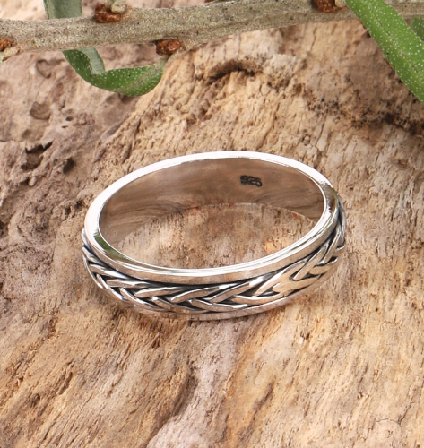 Silver ring, boho style ethno ring with Celtic meander, men`s ring, men`s jewelry - model 7 - 1 cm