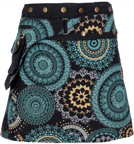 Wrap skirt, cacheur, mini skirt with small pocket - turquoise/colorful