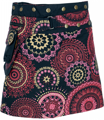 Wrap skirt, cacheur, mini skirt with small pocket - pink/colorful
