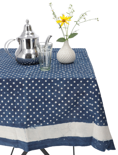 Hand printed tablecloth, table runner block print, boho indigoTablecloth 140*200 cm - Model 1