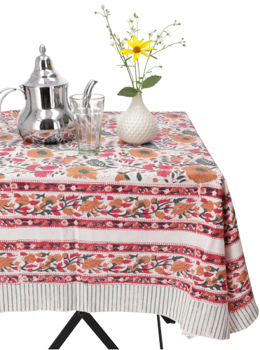 Hand printed tablecloth, table runner block print, boho tablecloth 140*200 cm - model 4