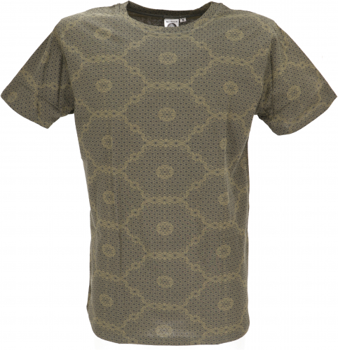T-shirt with psychedelic print, Goa T-shirt - olive green