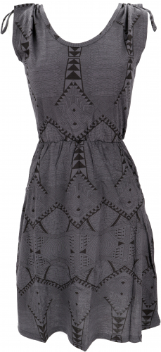 Ethno mini dress, printed goa dress, backless dress - gray