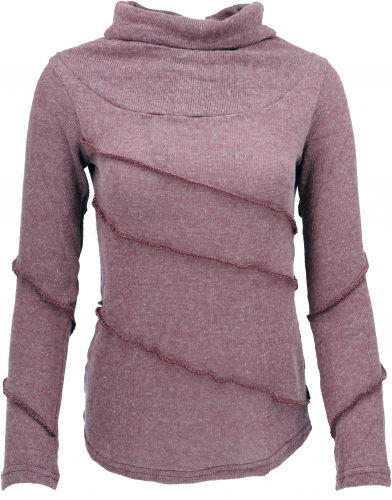 Psytrance fine knit shirt, long sleeve shirt, sweater with overlock - dusky pink