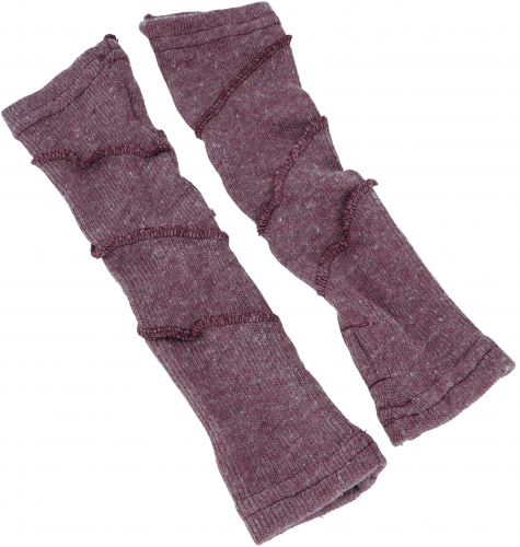 Cotton fine knit hand warmers, wrist warmers with overlock - dusky pink - 30 cm
