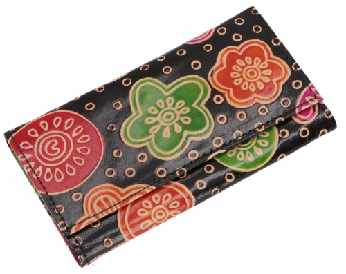 Embossed leather wallet, boho wallet - model 9 - 10x16x2 cm 