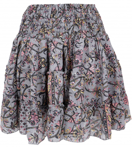 Silky tiered skirt, comfortable mini skirt, boho summer skirt - dove gray