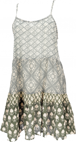 Boho Minikleid, luftiges Stufenkleid aus Baumwolle - grn