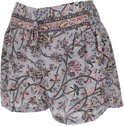 Lightweight panties, silky shiny print shorts - dove gray