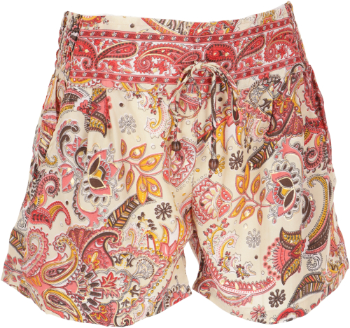 Lightweight panties, silky shiny print shorts - beige/orange/gold