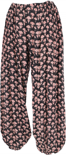 Luftige Muckhose, Boho Pluderhose, Pumphose - schwarz/beige