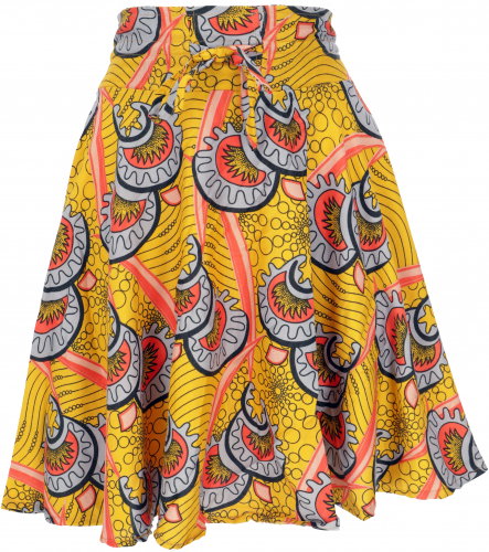 Colorful boho mini skirt with African print - yellow
