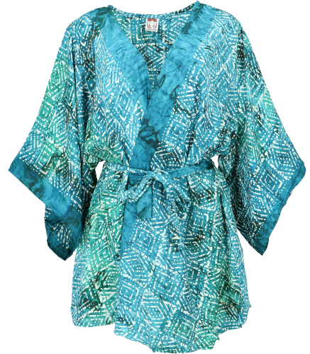 Kimono jacket, short boho kimono, mini kimono dress - petrol