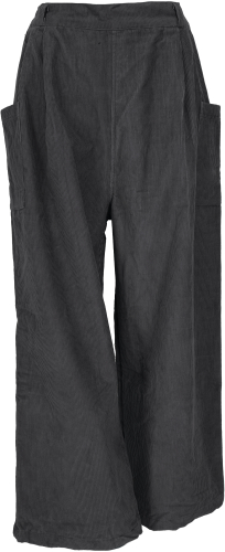 Wide corduroy Marlene pants, wellness pants, boho pants - black