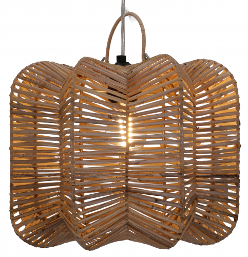 Deckenlampe / Deckenleuchte, in Bali handgemacht aus Naturmaterial, Bambus - Modell Hitami - 33x33x33 cm 