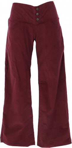 Corduroy trousers with slightly flared leg - wine red