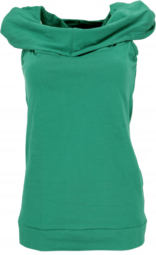 Hooded tank top, Goa festival top made from organic cotton - green