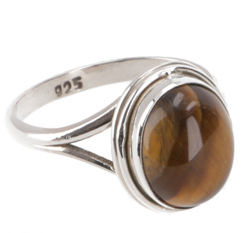 Indian silver ring with classic setting - tiger`s eye