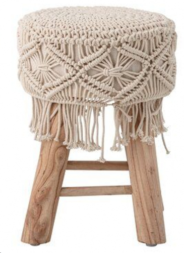 Macram stool, natural boho stool - model 1 - 50x45x45 cm 
