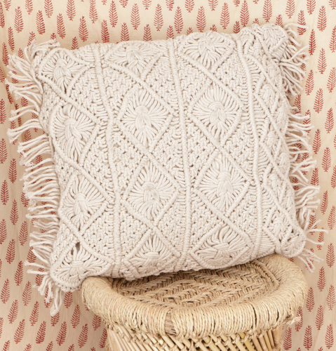 Boho macram cushion with filling - model 3 - 45x45x10 cm 