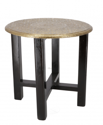 Round mini table, side table, flower bench with brass decoration - model 93 - 45x45x45 cm  45 cm