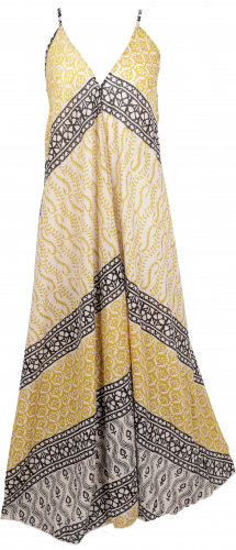 Boho cotton maxi dress, magic dress, convertible summer dress - beige/yellow
