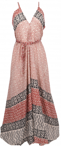Boho cotton maxi dress, magic dress, convertible summer dress - beige/red