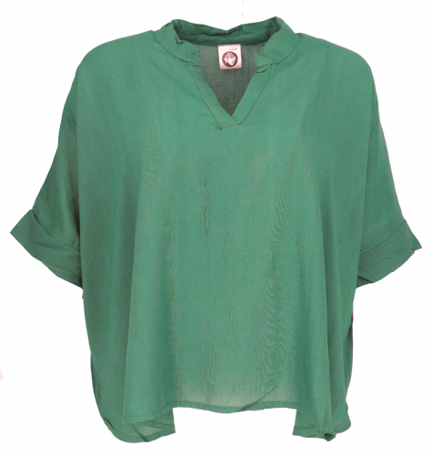 Wide boho blouse top with bat sleeves, maxi blouse - emerald green