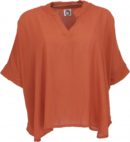 Wide boho blouse top with batwing sleeves, maxi blouse - rust