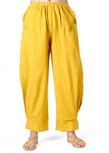 Pluderhose, cotton pants with great pockets - turmeric