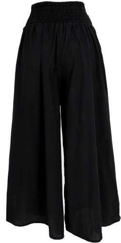 Airy summer pants with coconut buckle, boho palazzo pants, wide cotton pants - black