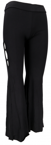Leggings with flare, boho flare pants cut out - black