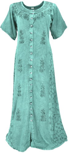 Embroidered Indian hippie dress - deep sea