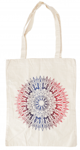Mandala tote bag made of cotton, sustainable bag with handmade print - model 1 - 40x35x8 cm 