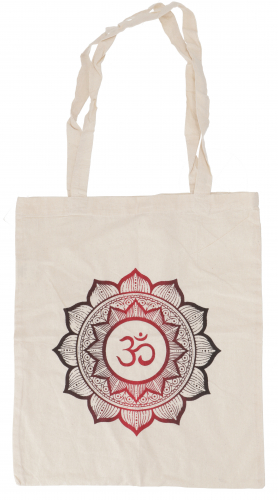 Mandala cotton tote bag, sustainable bag with handmade print - model 2 - 40x35x8 cm 
