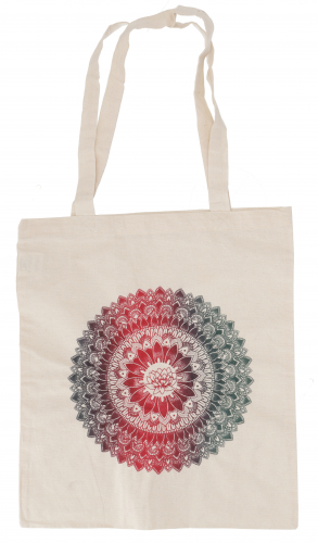 Mandala tote bag made of cotton, sustainable bag with handmade print - model 3 - 40x35x8 cm 