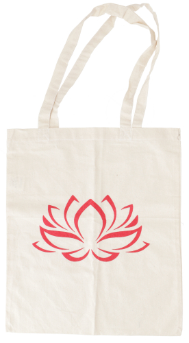 Lotus tote bag made of cotton, sustainable bag with handmade print - model 4 - 40x35x8 cm 