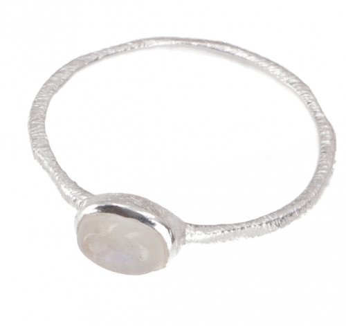 Stacking ring, silver ring, boho style ring model 4 - moonstone - 0,3 cm