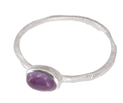 Stacking ring, silver ring, boho style ring model 4 - amethyst - 0,3 cm