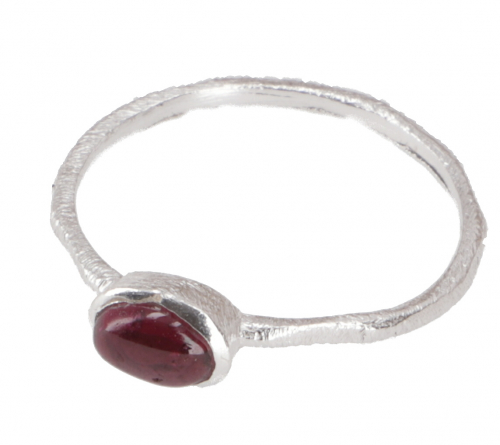 Stacking ring, silver ring, boho style ring model 4 - garnet - 0,3 cm