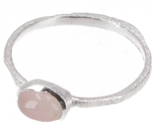 Stacking ring, silver ring, boho style ring model 4 - rose quartz - 0,3 cm