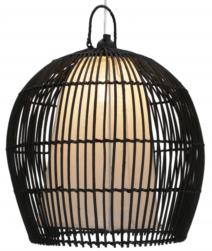 Ceiling lamp/ceiling light, handmade in Bali from natural material, rattan, cotton - model Camilio black - 37x37x37 cm 