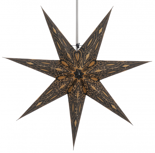 Foldable Advent illuminated paper star, Christmas star 60 cm - Luminea black