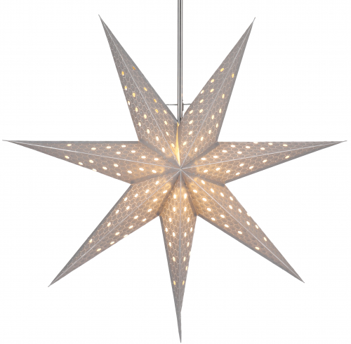 Foldable Advent illuminated paper star, poinsettia 60 cm - Lunara silver