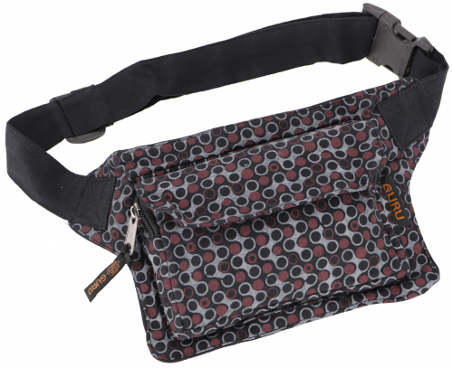 Printed fabric sidebag fanny pack, colorful fanny pack, hip bag - black - 15x20x4 cm 