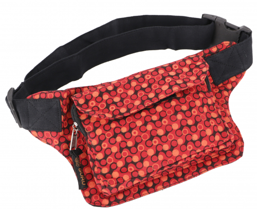 Printed fabric sidebag belt bag, colorful fanny pack, hip bag - red - 16x20x5 cm 