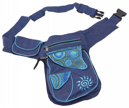 Fabric sidebag fanny pack, goa hip bag, fanny pack - blue - 25x20x6 cm 