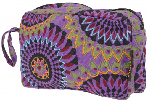 Boho cosmetic bag, clutch bag from Nepal - purple - 12x21x6 cm 