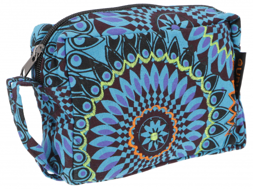 Boho cosmetic bag, clutter bag from Nepal - blue - 12x21x6 cm 
