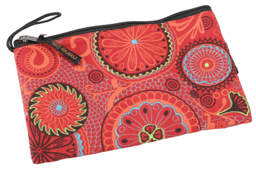 Boho cosmetic bag, small bag from Nepal - red - 15x23x3 cm 
